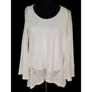 Slinky Brand Mèdium Boho Lace Floral Beach Casual Flared Sleeve Summer Blouse